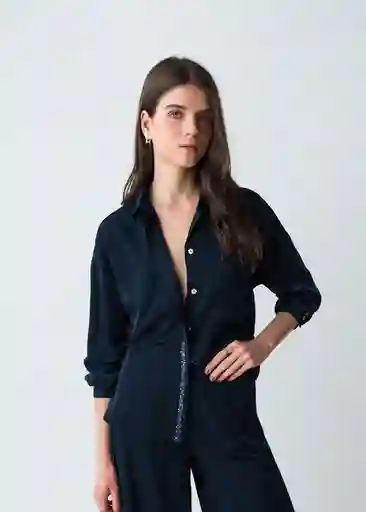 Camisa Zoe Mujer Azul Pacifico Medio Talla XS-S 513G399 Naf Naf