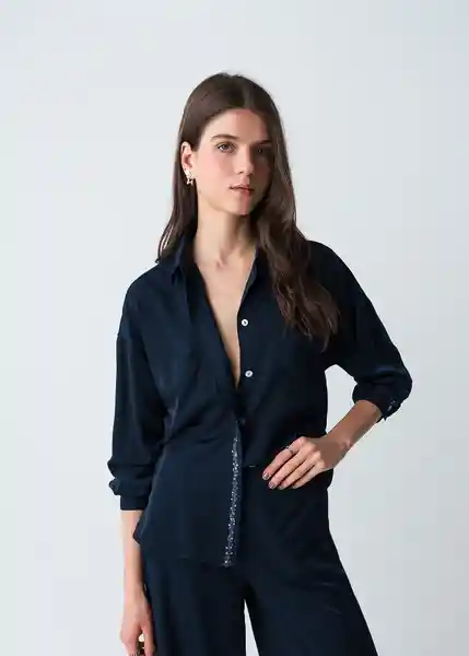 Camisa Zoe Mujer Azul Pacifico Medio Talla XS-S 513G399 Naf Naf