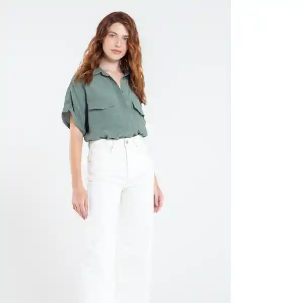  Camisa Hoambo Mujer Verde Agave Oscuro Talla M Naf-Naf 