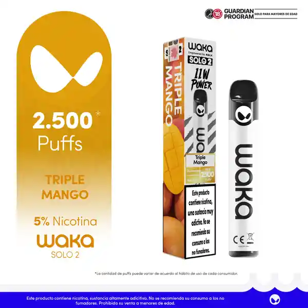 WAKA Vape Solo 2 Triple Mango-5% 2500 Puff