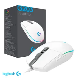 Logitech G Mouse Gamer G203 Blanco Lightsync