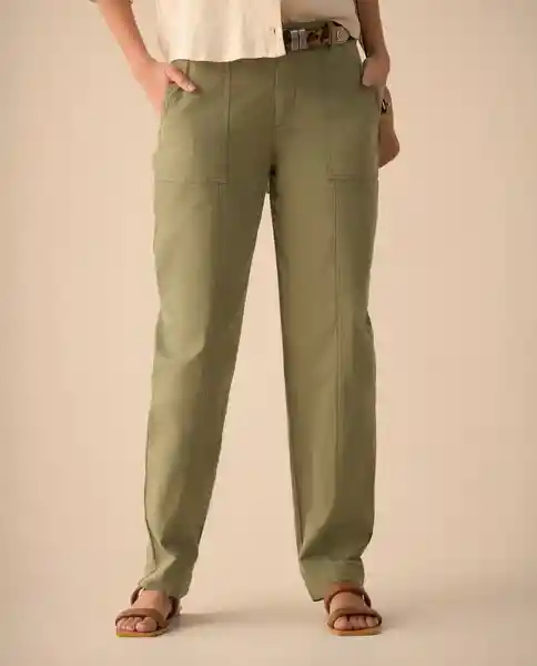 Pantalón Verde Óleo Medio Talla 6 631G016 Esprit