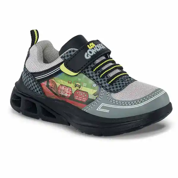 Los Gomosos Tenis Con Luces Rodano Niño Gris Negro Talla 29