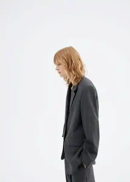 Blazer Americana Milano Gris Talla XL Mujer Mango