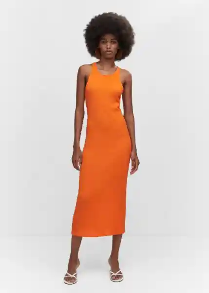 Vestido Lia Naranja Talla M Mujer Mango