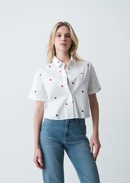 Camisa Fresa Mujer Crudo Puro Claro Talla L 013G353 Naf Naf