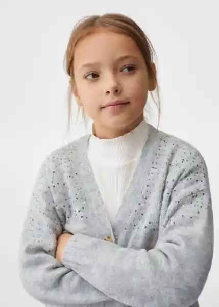 Chaqueta Cárdigan Alasia Gris Medio Vigore Talla 10 Niñas Mango