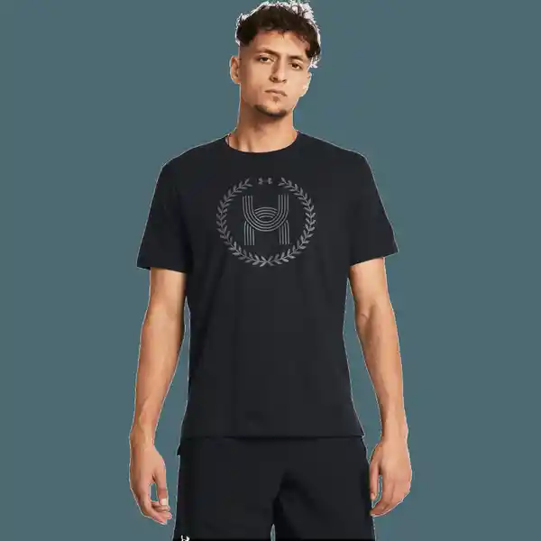 Under Armour Camiseta Run Everywhere Wreath Ss Hombre Negro LG