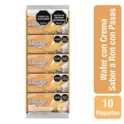 Bridge Galletas Waffer Sabor Ron con Pasas 