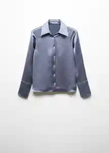 Camisa Ninfa Azul Talla L Mujer Mango