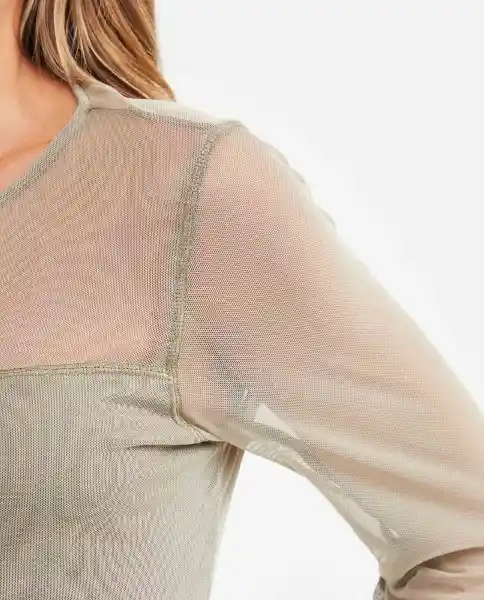 Camiseta Longsleeve Mesh Top Verde Cerro Oscuro S Chevignon