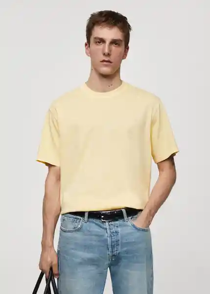Camiseta Sugar Amarillo Pastel Talla XL Hombre Mango