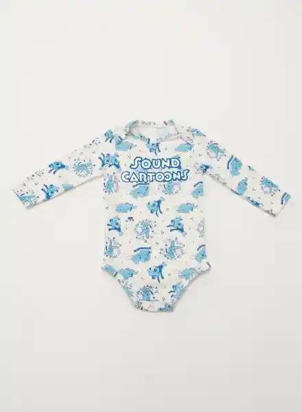 Body Manga Larga Estampado 1 Blanco Talla 12/18 Meses