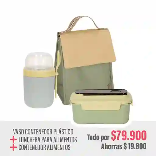 Combo Vaso + Lonchera + Contenedor de alimentos