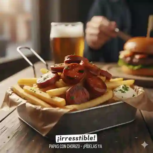 Papas a la francesa con chorizo