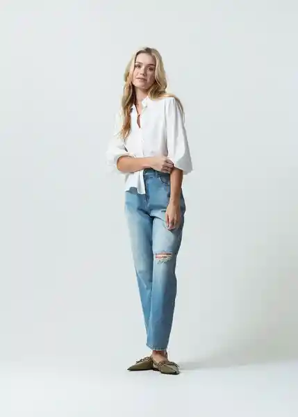 Camisa Nani Mujer Crudo Puro Claro Talla S 012G333 Naf Naf