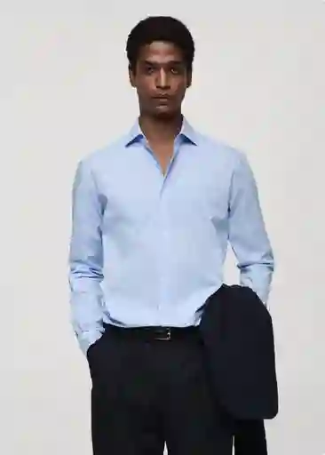 Camisa Vecchia Azul Talla M Hombre Mango