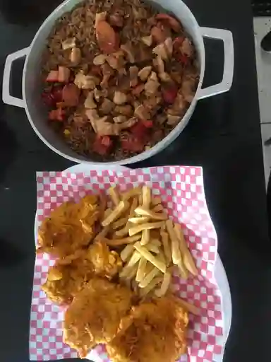 Arroz + Chuleta Valluna + Papas a la Francesa