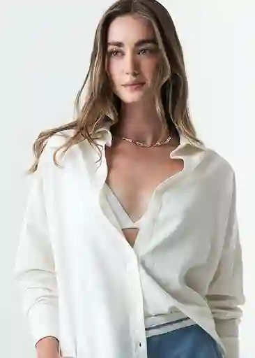 Camisa Sami Mujer Crudo Puro Claro Talla M 013G358 Naf Naf