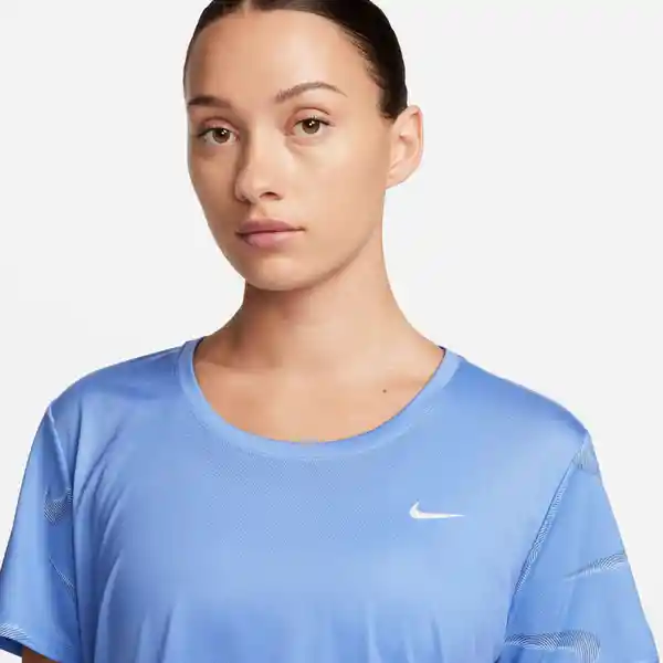 Nike Camiseta W Df Swoosh Aop Ss Crop Para Mujer Azul Talla M