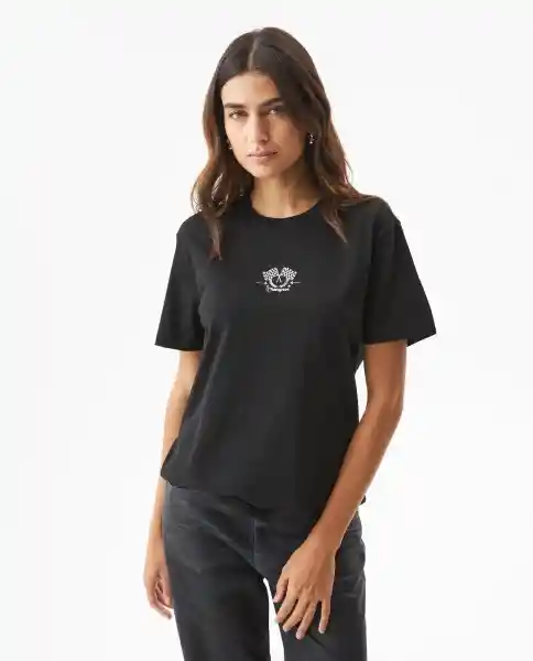 Camiseta Graphic Femenino Negro Sombrio Oscuro Talla M Chevignon