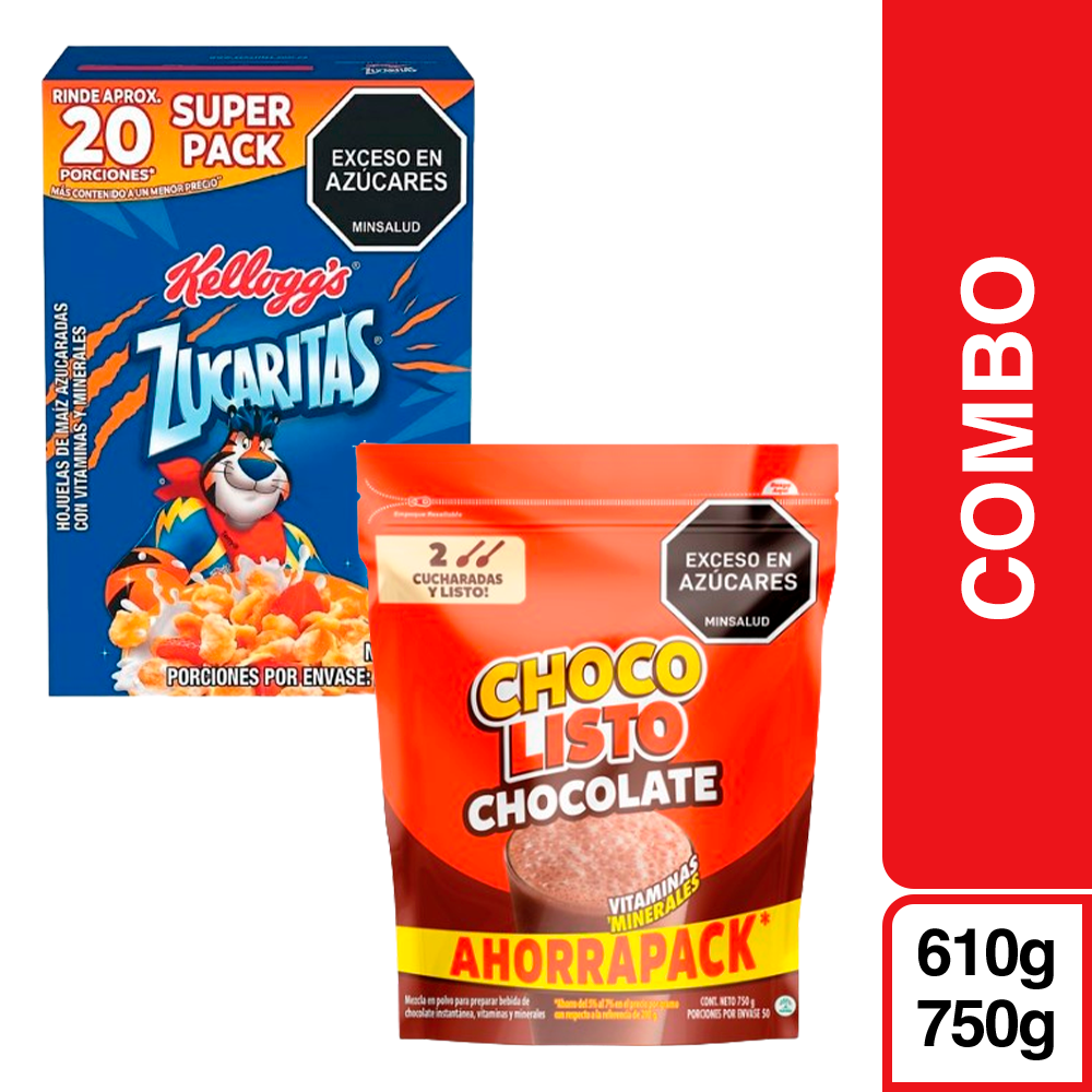 Combo Chocolisto Bebida Chocolate + Kelloggs Cereal Zucaritas
