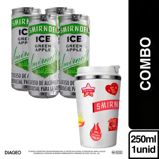Combo Smirnoff Ice Aperitivo Vodka Manzana Verde 4 Und + Termo