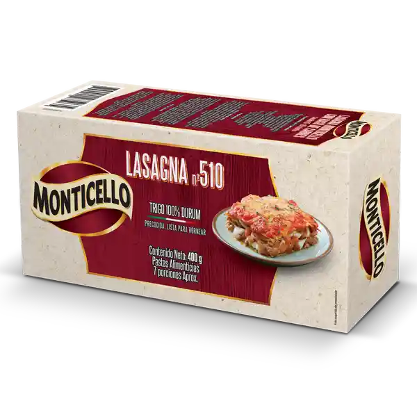 Monticello Pasta Lasagna No. 510 Clásica