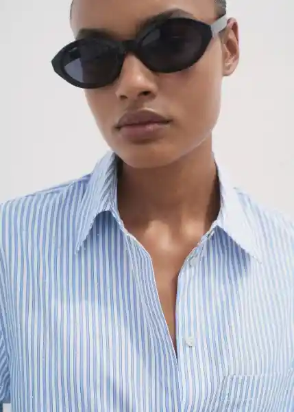 Camisa Fab Azul Talla M Mujer Mango