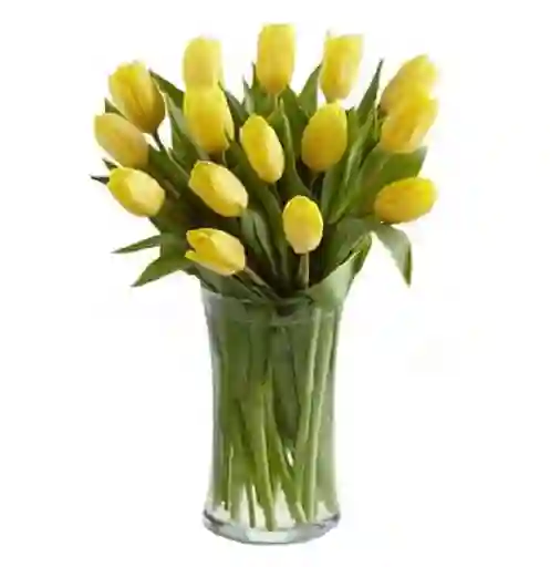 Arreglo Floral 15 Tulipanes Amarillos O Sole Mio En Jarrón
