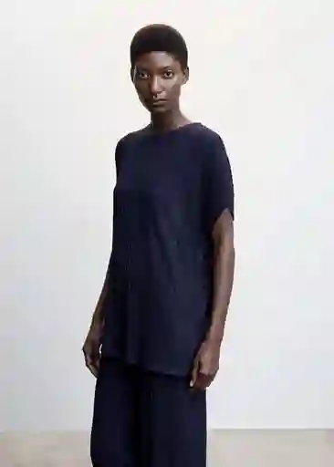 Camiseta Birbi Navy Talla M Mujer Mango