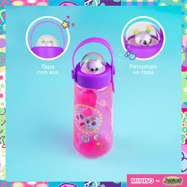 Botilito Plastico de la Serie Distroller Asa Rosa 600 mL Miniso