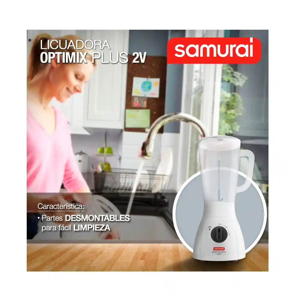 Samurai Licuadora Optimix Plus 2 Velocidades Blanca