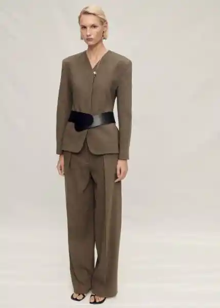 Pantalón Orchid Khaki Talla 36 Mujer Mango