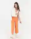 Pantalón Tipo Jogger De Bota Ancha Naranja Medio Talla S Mujer Naf Naf