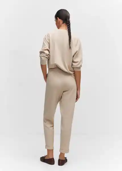 Pantalón Pique Beige Talla 18 Mujer Mango