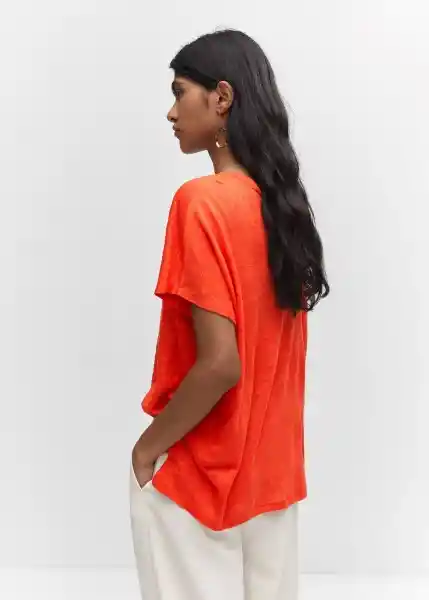 Camiseta Lint Naranja Talla S Mujer Mango