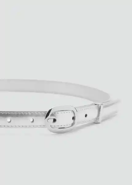 Cinturón Lámina Plata Talla M Mujer Mango