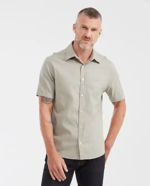 Camisa Manga Corta Slim Fit Gris Laurel Medio Talla S Chevignon