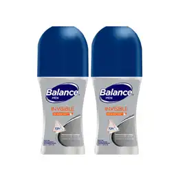 Desodorante Balance Roll-On Invisible sin manchas Hombre 2X50ml