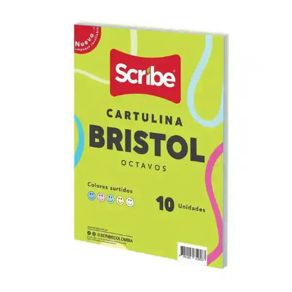 Scribe Cartulina Octavo Bristol Colores Surtidos