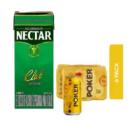 Combo Aguardiente Nectar + Poker Ii 6 Und