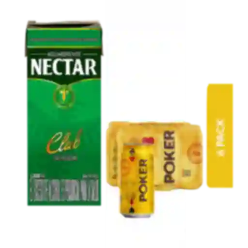 Combo Aguardiente Nectar + Poker Ii 6 Und
