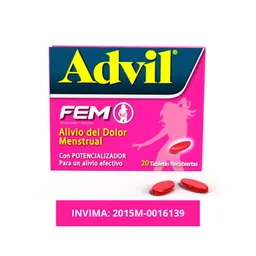 Advil Fem Ibuprofeno Alivio De Fuertes Colicos Menstruales X 20