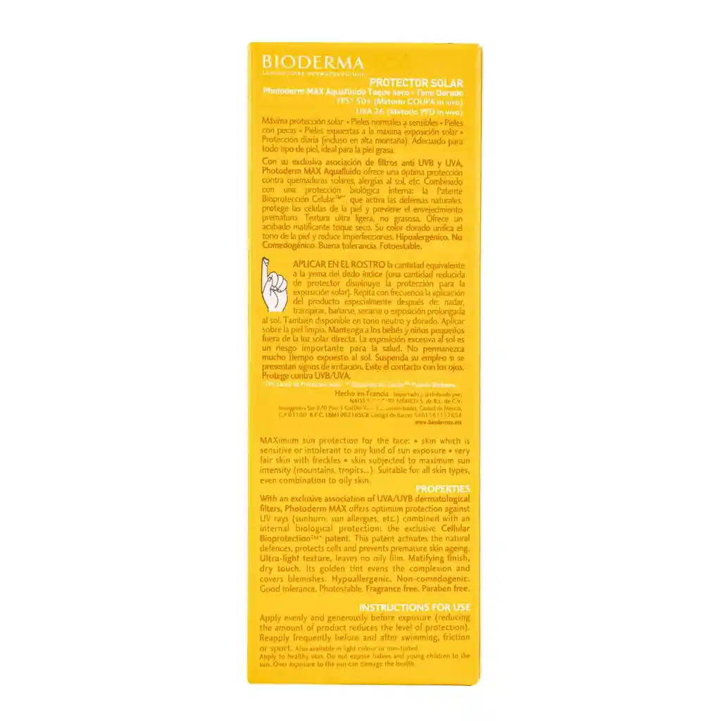 Bioderma Photoderm Max Protector Solar Aquafluide Dorado SPF 50+