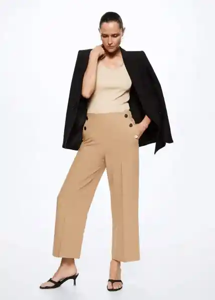 Pantalón Dorado Camel Talla M Mujer Mango