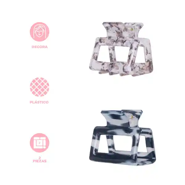 Set de Pinzas Para Cabello Marmoleadas Serie Miniso