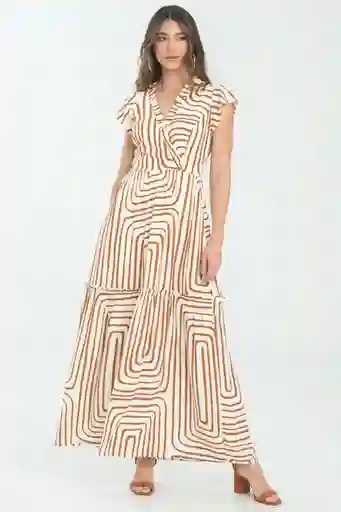 Vestido Largo Kanela Color Café Caramelo Talla L Ragged