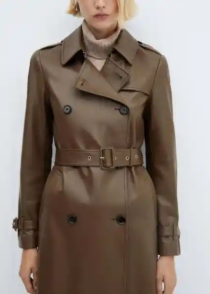 Abrigo Trench Polanapu Marrón Talla S Mujer Mango