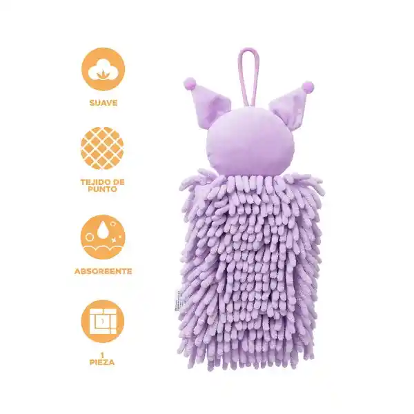 Toalla Para Manos Tipo Mechudo Kuromi Sanrio Morado Miniso